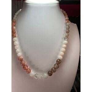Mixed moonstone sterling silver bolo necklace